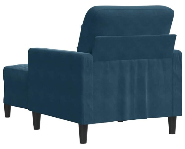 Kék bársony kanapéfotel lábtartóval 60 cm