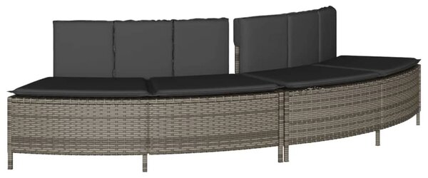2 db szürke polyrattan pezsgőfürdő pad párnával
