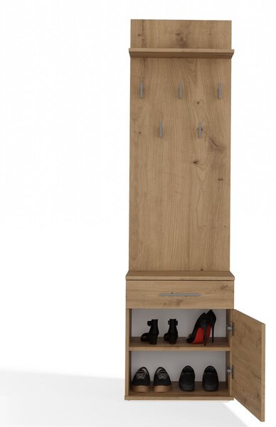 Na Buty Duo előszoba szekrény fogassal, tölgy színben