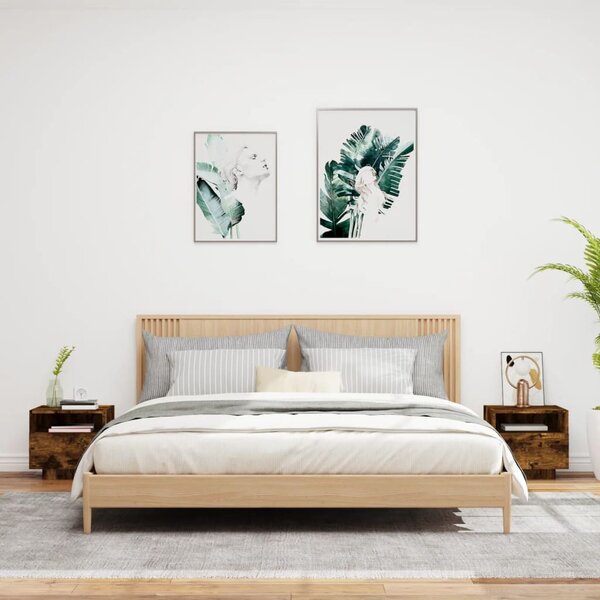 2 db sonoma tölgy színű éjjeliszekrény LED-ekkel 40x39x37 cm