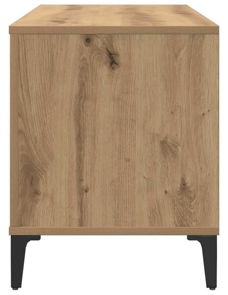 Kézműves tölgy színű szerelt fa hanglemezszekrény 100x38x48 cm