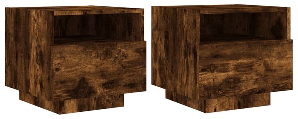2 db sonoma tölgy színű éjjeliszekrény LED-ekkel 40x39x37 cm