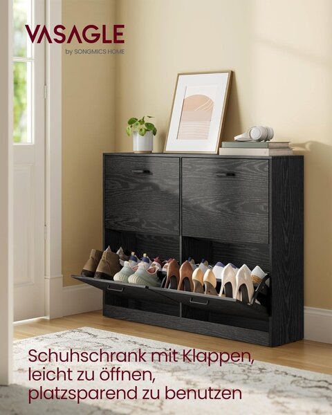 Cipősszekrény, 16-28 párnak, Vasagle, fekete, 24 x 105.5 x 82.7 cm