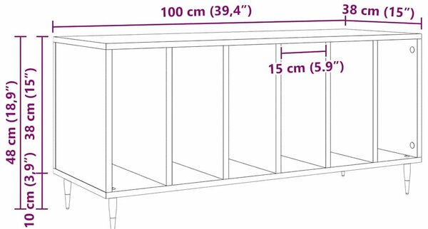 Hanglemez szekrény polcokkal Régi fa 100 x 38 x 48 cm Faanyag
