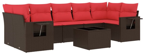 8 db barna polyrattan kerti kanapégarnitúra párnákkal