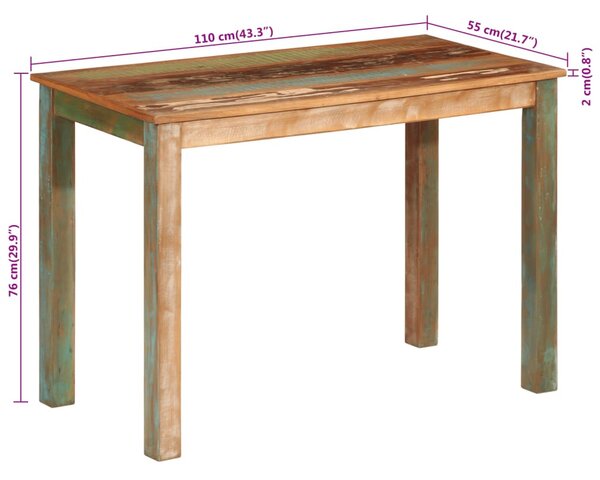 Tömör újrahasznosított fa étkezőasztal 110 x 55 x 76 cm