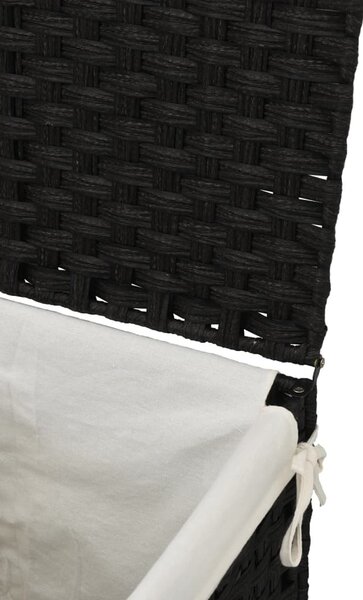 Fekete polyrattan szennyeskosár fedéllel 46x33x60 cm