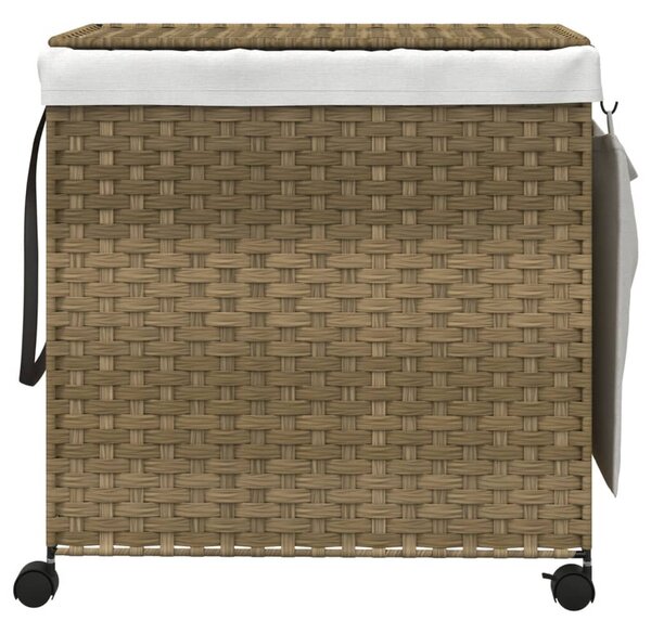 Polyrattan szennyeskosár kerekekkel 60x35x60,5 cm