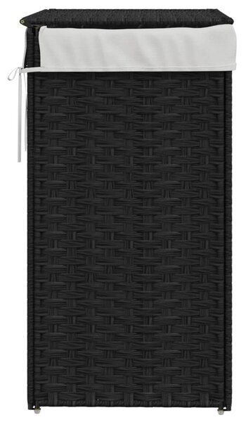 Fekete polyrattan szennyeskosár fedéllel 46x33x60 cm