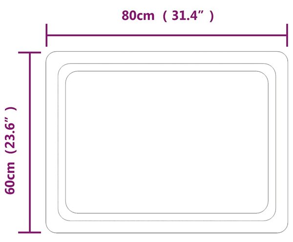 LED-es fürdőszobatükör 80x60 cm
