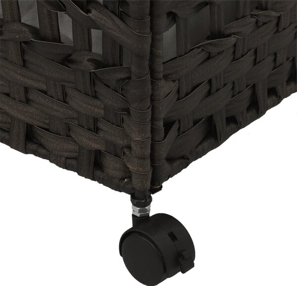 Sötétbarna rattan szennyeskosár kerekekkel 66x35x60 cm