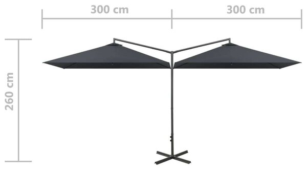 Dupla Napernyő - 600x300 cm - Antracitszürke