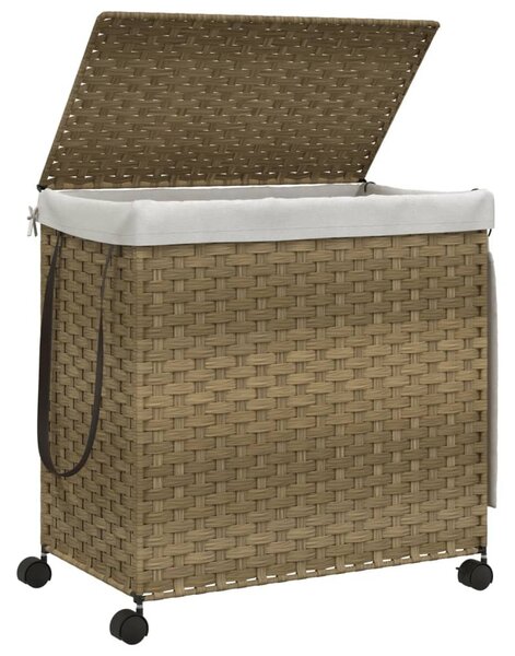 Polyrattan szennyeskosár kerekekkel 60x35x60,5 cm