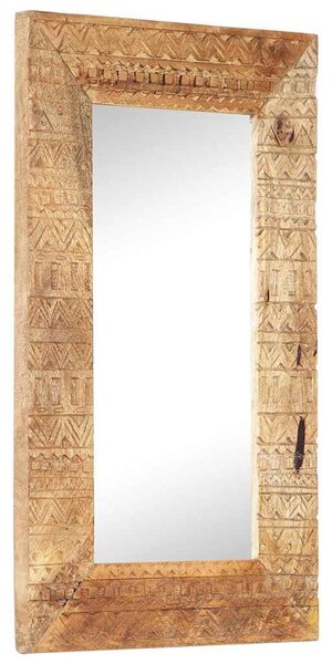 Kézzel faragott tömör mangófa tükör 80 x 50 x 2,5 cm
