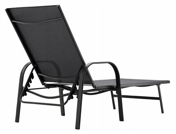 Sötétszürke kerti napozóágy, 195x69x94 cm, acél és textil anyagból
