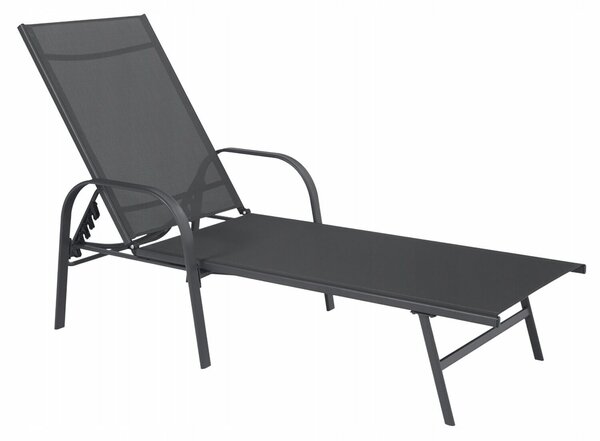 Sötétszürke kerti napozóágy, 195x69x94 cm, acél és textil anyagból