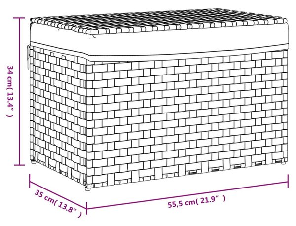 Fehér polyrattan szennyeskosár fedéllel 55,5 x 35 x 34 cm