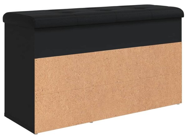 Fekete szerelt fa cipőtároló pad 82 x 32 x 45,5 cm