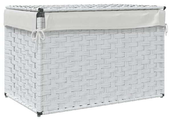 Fehér polyrattan szennyeskosár fedéllel 55,5 x 35 x 34 cm