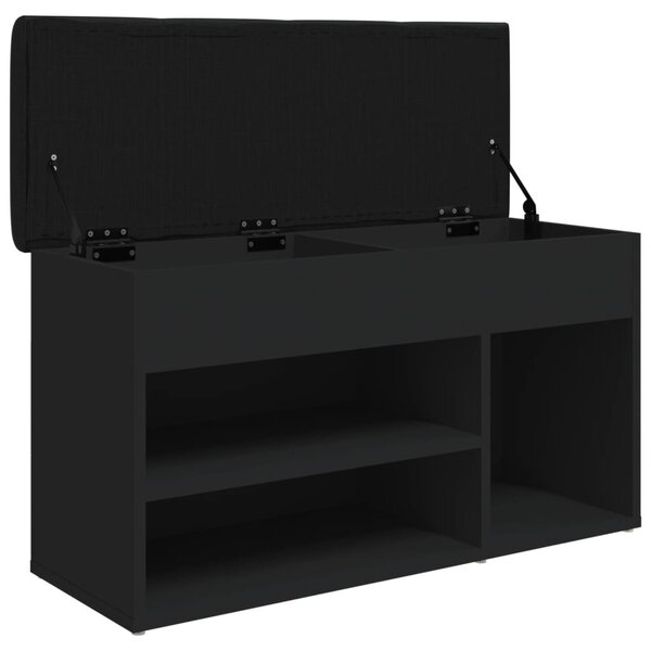 Fekete szerelt fa cipőtároló pad 82 x 32 x 45,5 cm