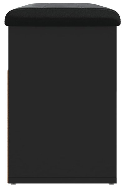 Fekete szerelt fa cipőtároló pad 82 x 32 x 45,5 cm