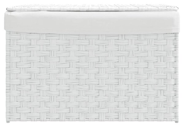 Fehér polyrattan szennyeskosár fedéllel 55,5 x 35 x 34 cm