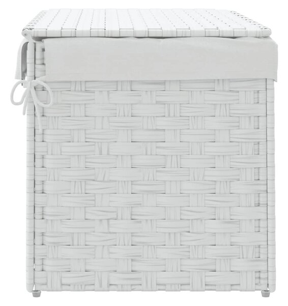 Fehér polyrattan szennyeskosár fedéllel 55,5 x 35 x 34 cm