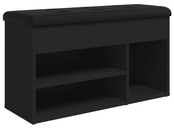 Fekete szerelt fa cipőtároló pad 82 x 32 x 45,5 cm