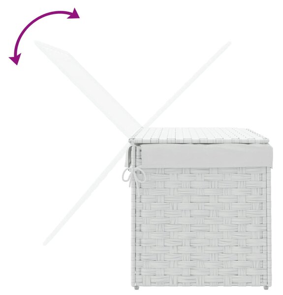 Fehér polyrattan szennyeskosár fedéllel 55,5 x 35 x 34 cm