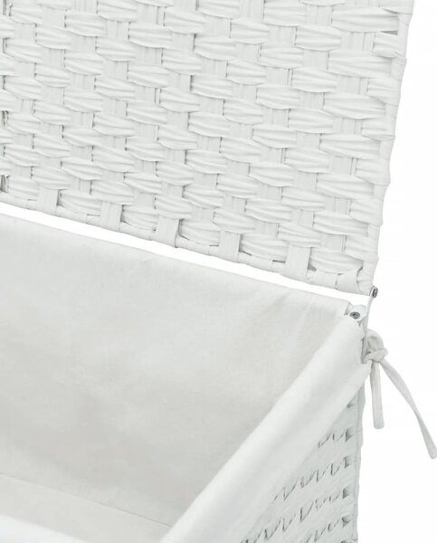 Fehér polyrattan szennyeskosár fedéllel 55,5 x 35 x 34 cm