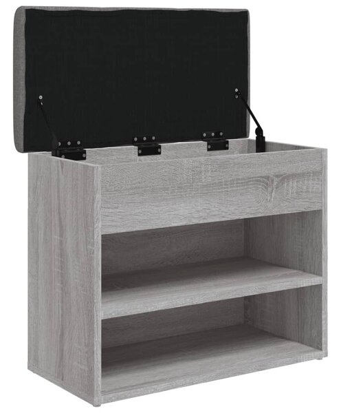 Szürke sonoma színű szerelt fa cipőtároló pad 62 x 32 x 50 cm