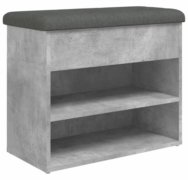 Betonszürke szerelt fa cipőtároló pad 62 x 32 x 50 cm