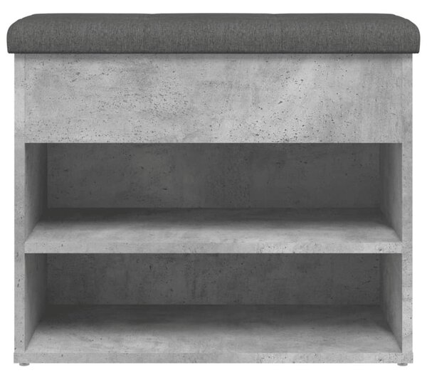 Betonszürke szerelt fa cipőtároló pad 62 x 32 x 50 cm
