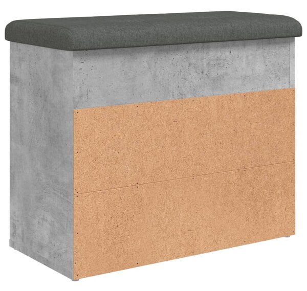 Betonszürke szerelt fa cipőtároló pad 62 x 32 x 50 cm