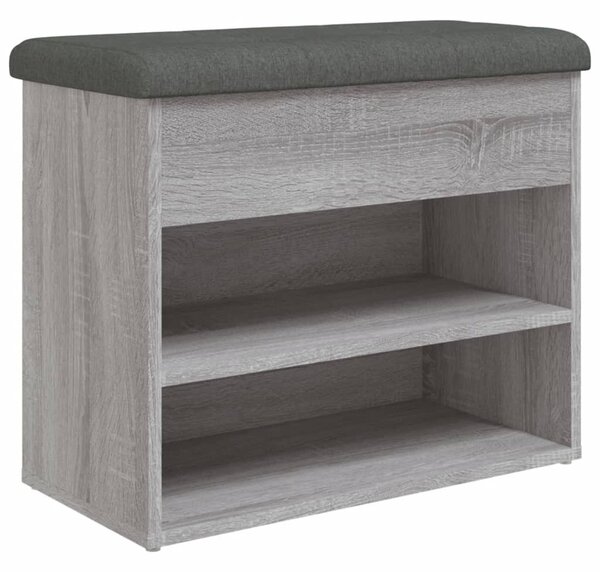 Szürke sonoma színű szerelt fa cipőtároló pad 62 x 32 x 50 cm