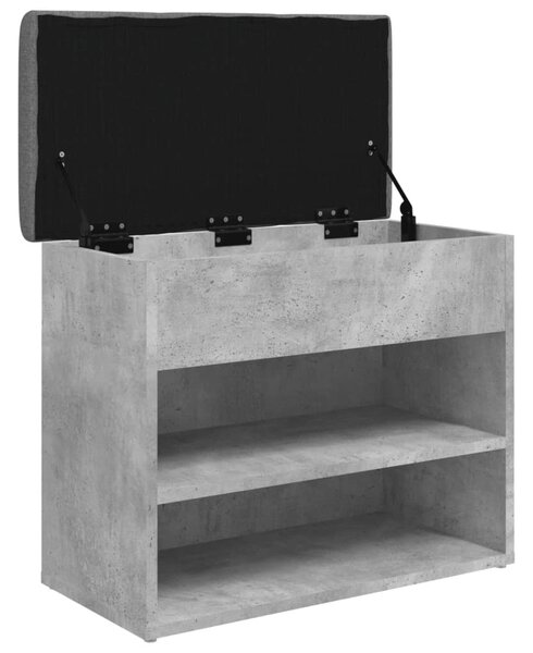 Betonszürke szerelt fa cipőtároló pad 62 x 32 x 50 cm