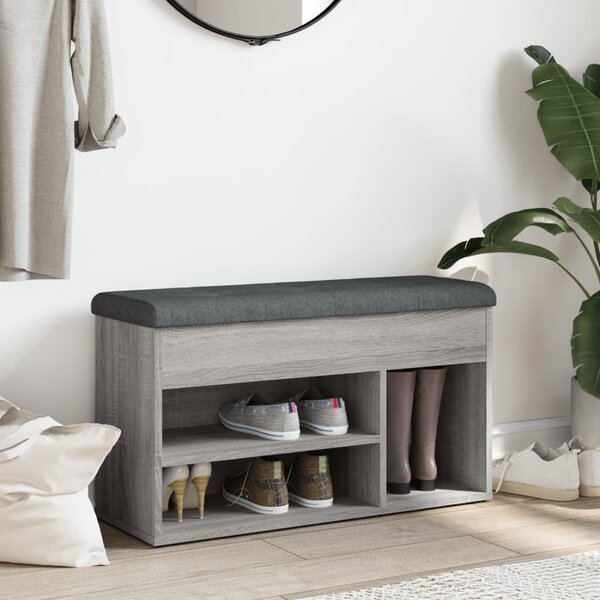 Szürke sonoma színű szerelt fa cipőtároló pad 82 x 32 x 45,5 cm