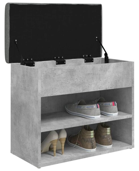 Betonszürke szerelt fa cipőtároló pad 62 x 32 x 50 cm