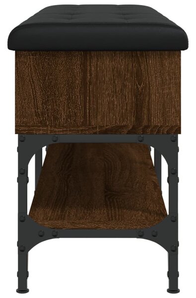 Barna tölgy színű szerelt fa cipőtároló pad 102 x 32 x 45 cm