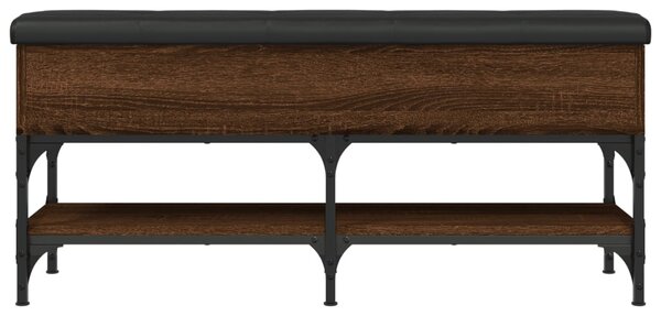 Barna tölgy színű szerelt fa cipőtároló pad 102 x 32 x 45 cm