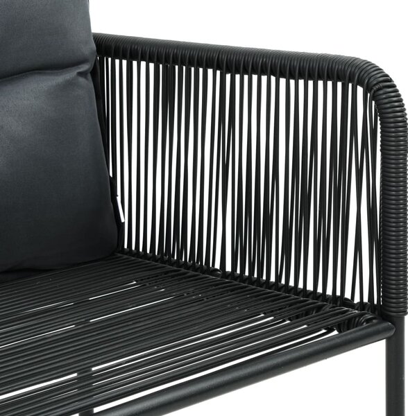 2 db fekete polyrattan kültéri szék párnával