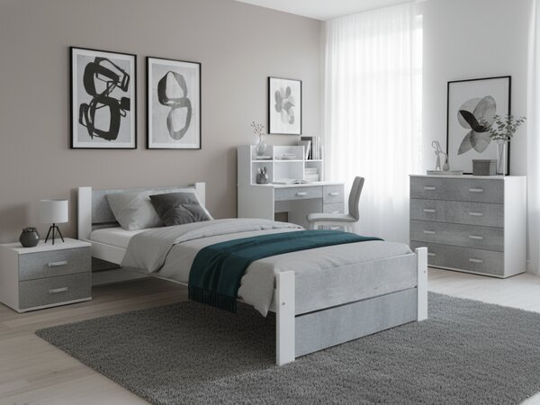 IKAROS DOUBLE ágy 90 x 200 cm, beton/fehér Ágyrács: Ágyrács nélkül, Matrac: Deluxe 10 cm matrac