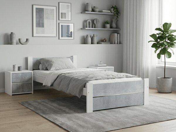 IKAROS DOUBLE ágy 90 x 200 cm, beton/fehér Ágyrács: Ágyrács nélkül, Matrac: Deluxe 10 cm matrac