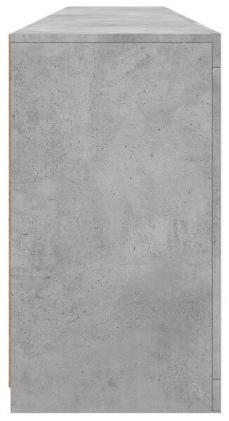Betonszürke tálalószekrény LED-világítással 202x37x67 cm