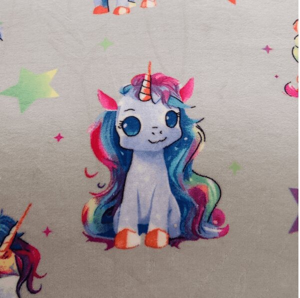 Mikroplüss ágyneműhuzat CUTE UNICORN szürke Ágyneműhuzat mérete: 70 x 80 cm | 140 x 200 cm