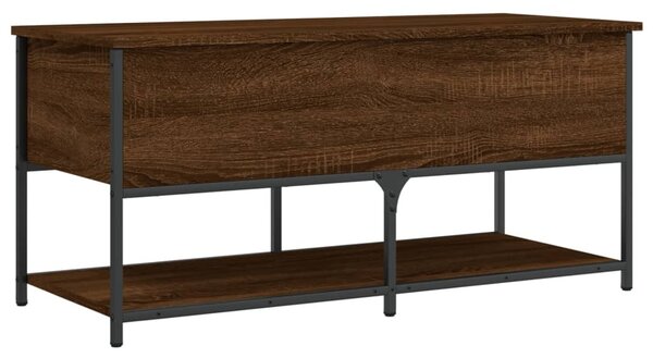 Barna tölgyszínű szerelt fa tárolópad 100 x 42,5 x 47 cm