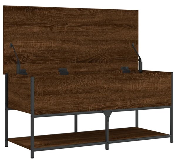 Barna tölgyszínű szerelt fa tárolópad 100 x 42,5 x 47 cm