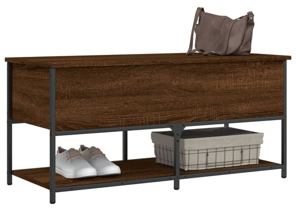 Barna tölgyszínű szerelt fa tárolópad 100 x 42,5 x 47 cm