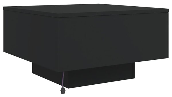 Fekete dohányzóasztal LED-lámpákkal 55 x 55 x 31 cm
