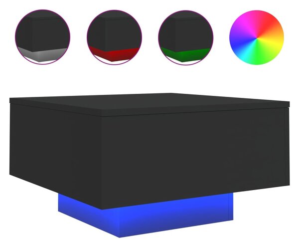Fekete dohányzóasztal LED-lámpákkal 55 x 55 x 31 cm